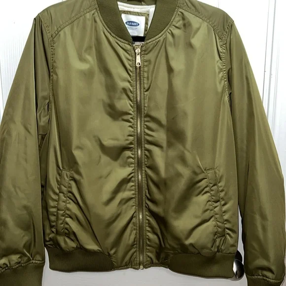 Old Navy Olive Green Bomber Jacket w/pockets, Size Large - Picture 6 of 13